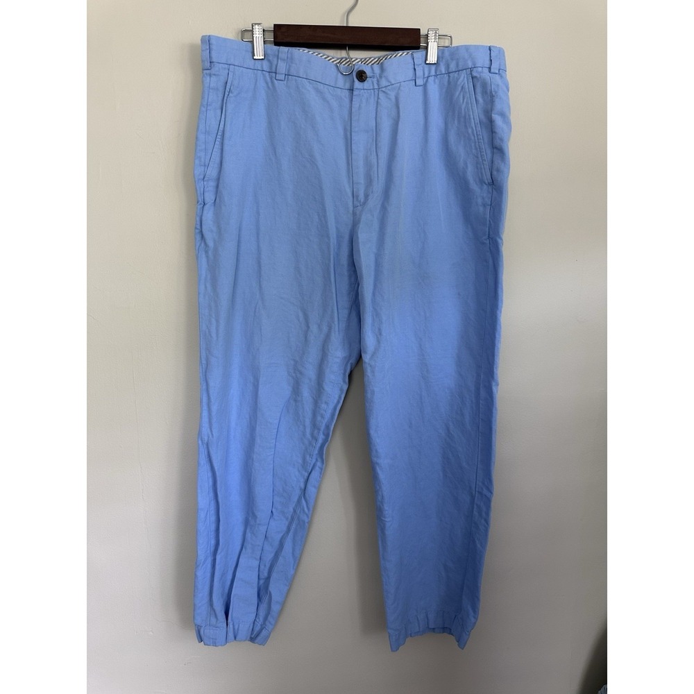 Brooks Brothers Clark Baird McNutt Irish Linen Cotton Blend Blue Pants 38x29